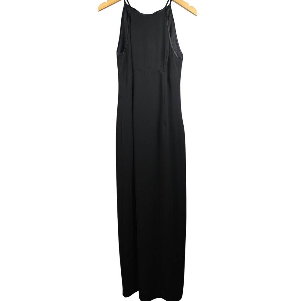 Rampage Black Halter Neck Maxi Dress Tie Back Evening Formal Gown Size 7
